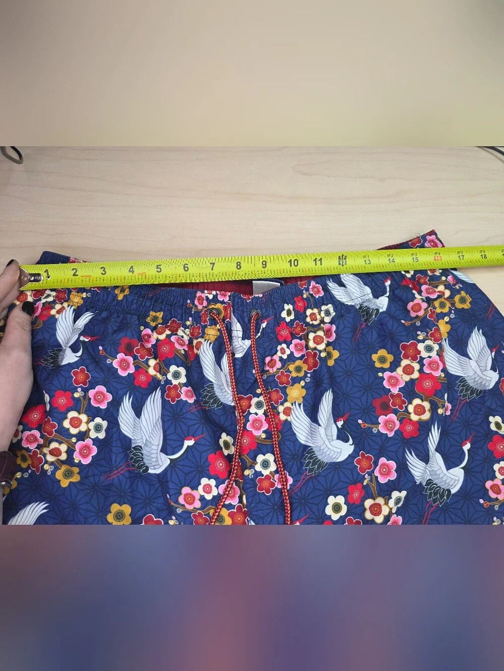Broken Threads Surf Swim Trunks XL Japanese Crane Floral Print Board Shorts